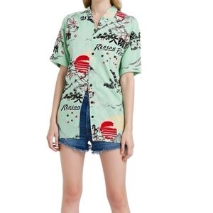 Reason oversize Beach Shirt in Green Size Medium
